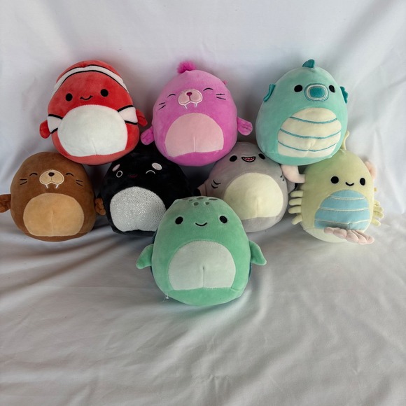 Squishmallows Other - Squishmallows Sea Life Plush Bundle 8pc Clownfish Walrus Shark Turtle Seahorse